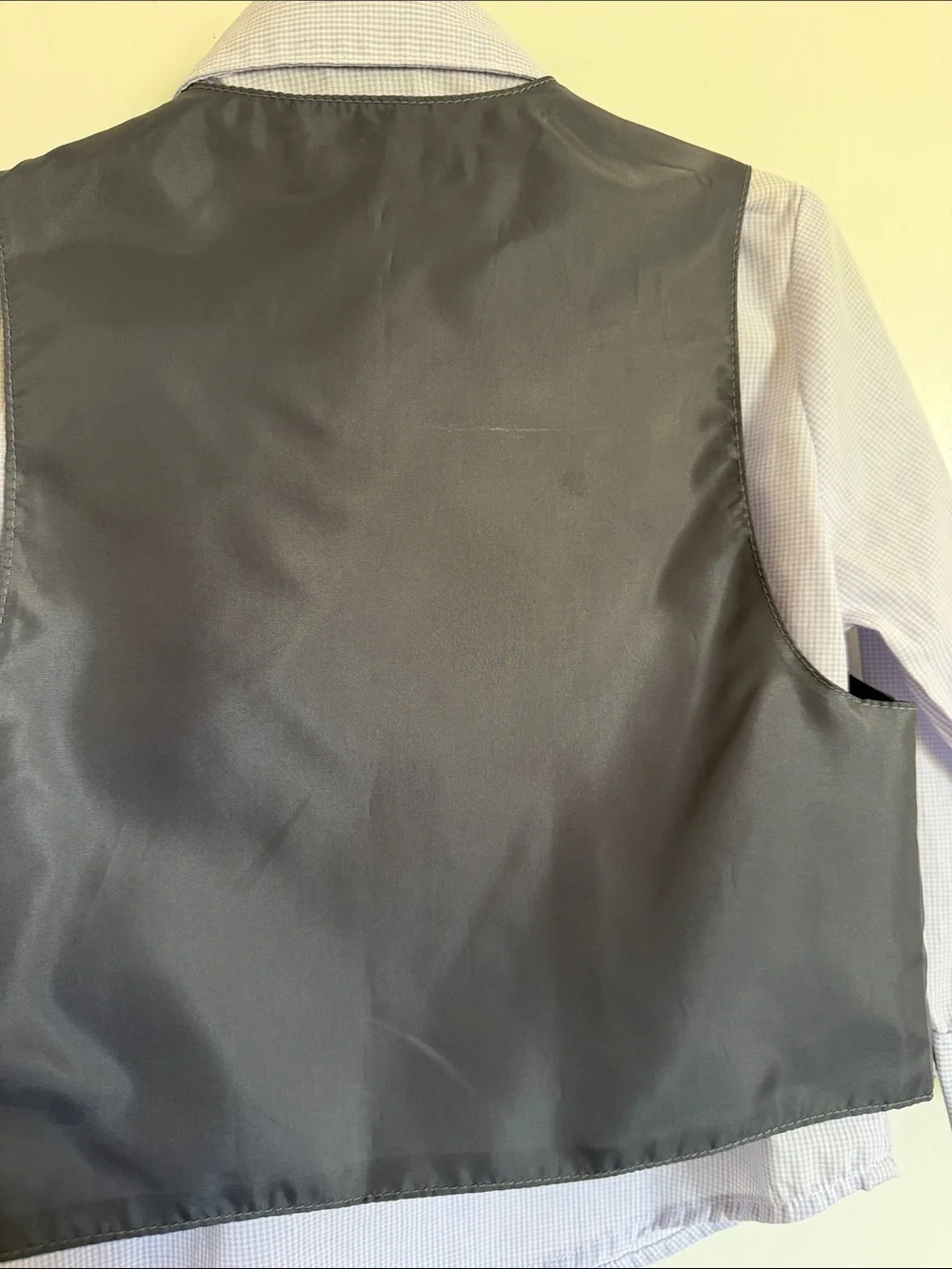 Dockers 24M Boys Gray Suit Vest Set with Plaid Tie and Pocket Square
